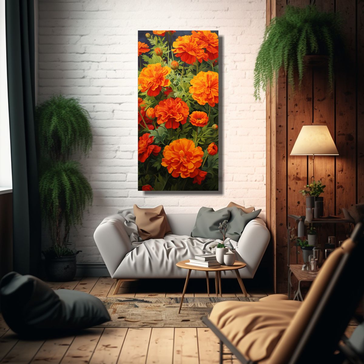 GENERICO - Cuadro Abstracto De Hierbas De Caléndula En 70x140 Cm