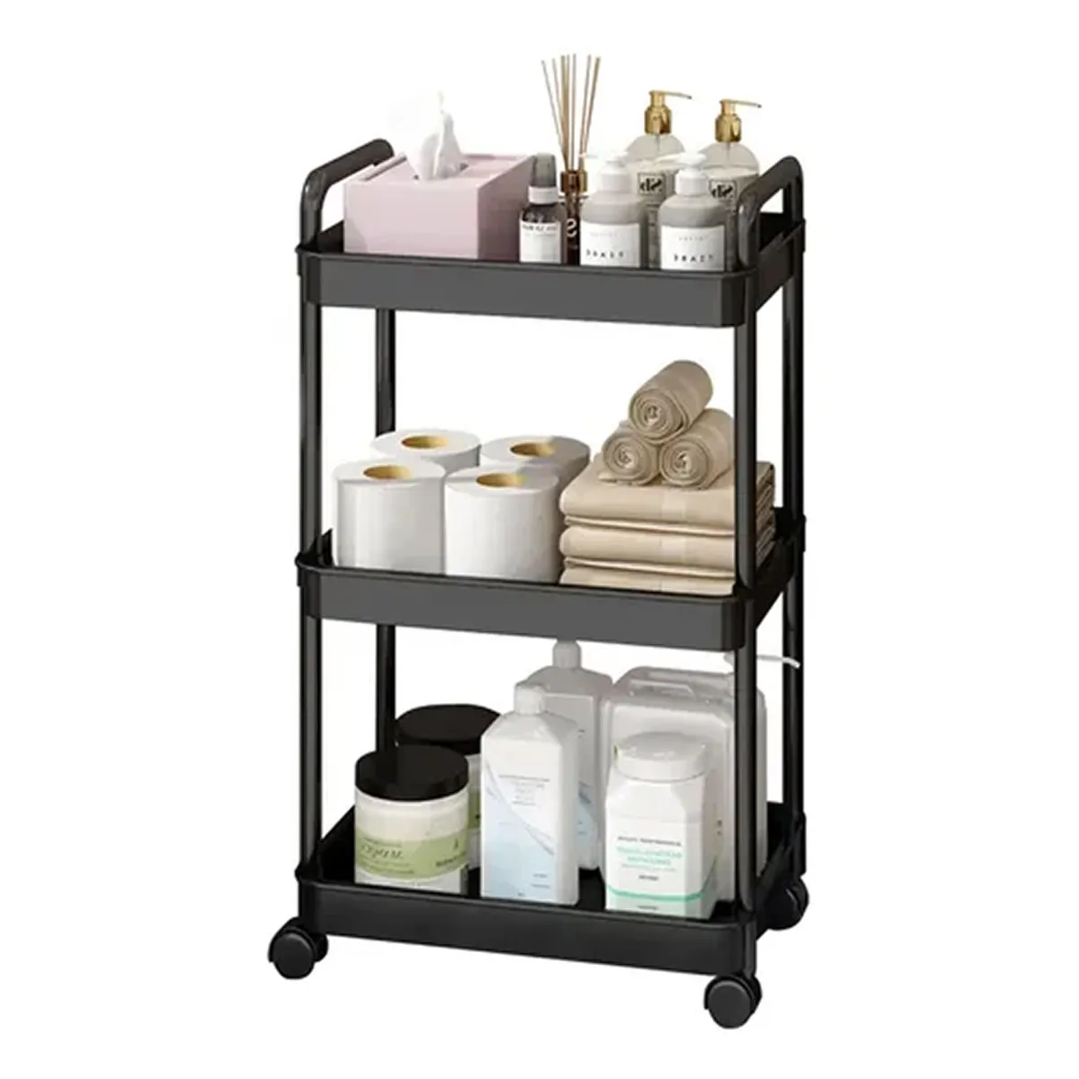 ESHOPANGIE - Carrito Organizador Con Ruedas Asas Multiuso 3 Niveles ZW901