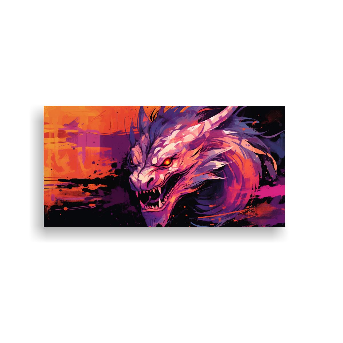 GENERICO - Pintura Decorativa Dragón En Tonos Púrpura Y 120x60 Cm.