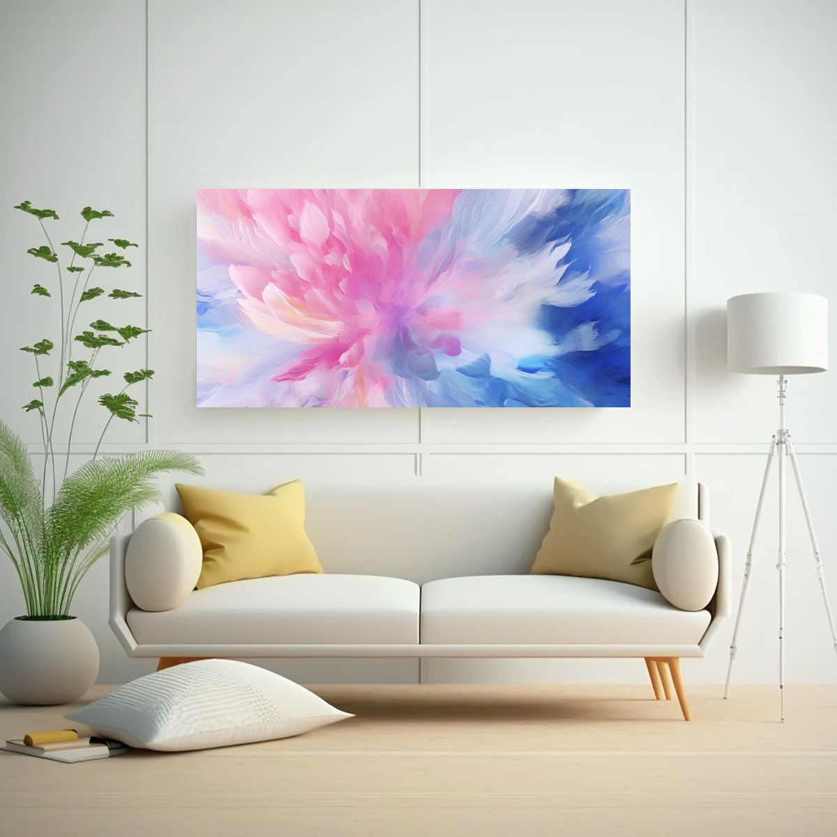 GENERICO - Pintura En Bastidor Tela Escena Abstracta Floral 140x70 Cm.