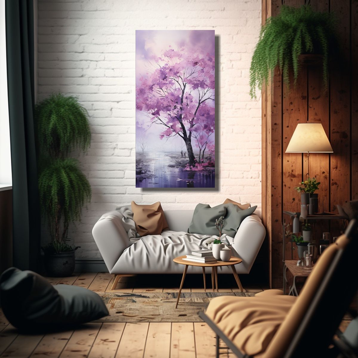 GENERICO - Cuadro Abstracto De Composición Floral En 70x140 Cm