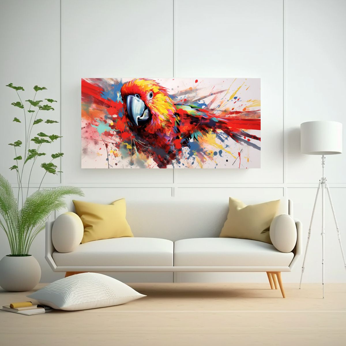 GENERICO - Cuadro Impreso Simétrico Un Loro En Colores 120x60 Cm