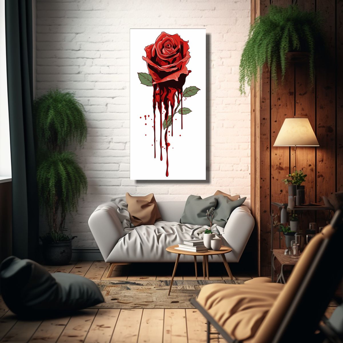 GENERICO - Pintura Lienzo Inspiradora De Una Rosa Que Sangra 70x140 Cm