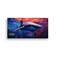 GENERICO - Pintura Al Estilo óleo Colorida De Un Tiburón 120x60 Cm
