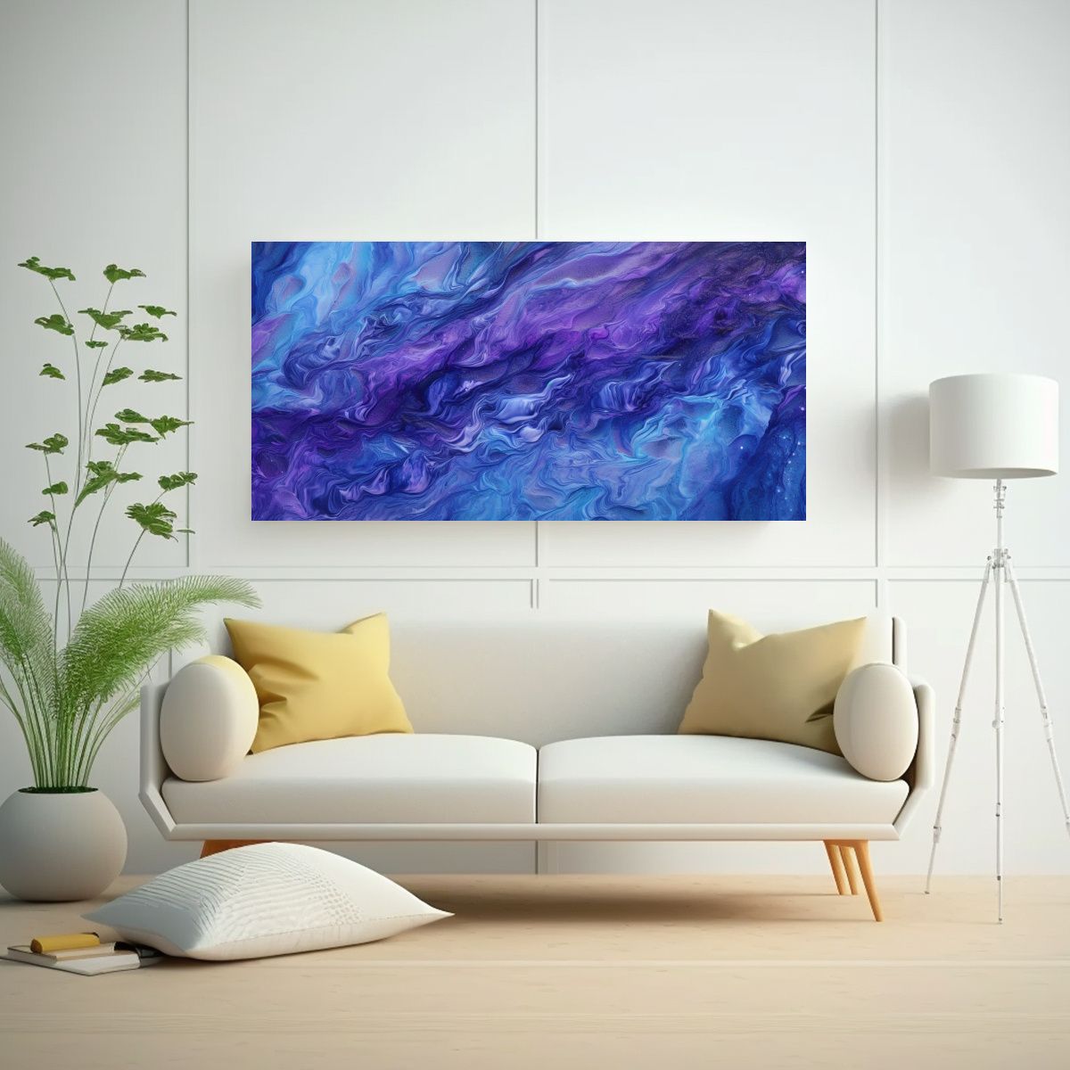 GENERICO - Cuadro Baño Algas Marinas Flotantes En Violeta 140x70 Cm.