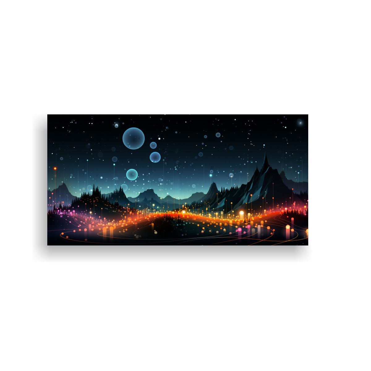 GENERICO - Pintura Mural Geométrica Abstracta En Negro 120x60 Cm