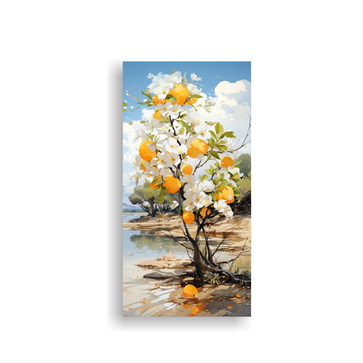 GENERICO - Pintura Abstracta De Un árbol Naranja E 70x140 Cm
