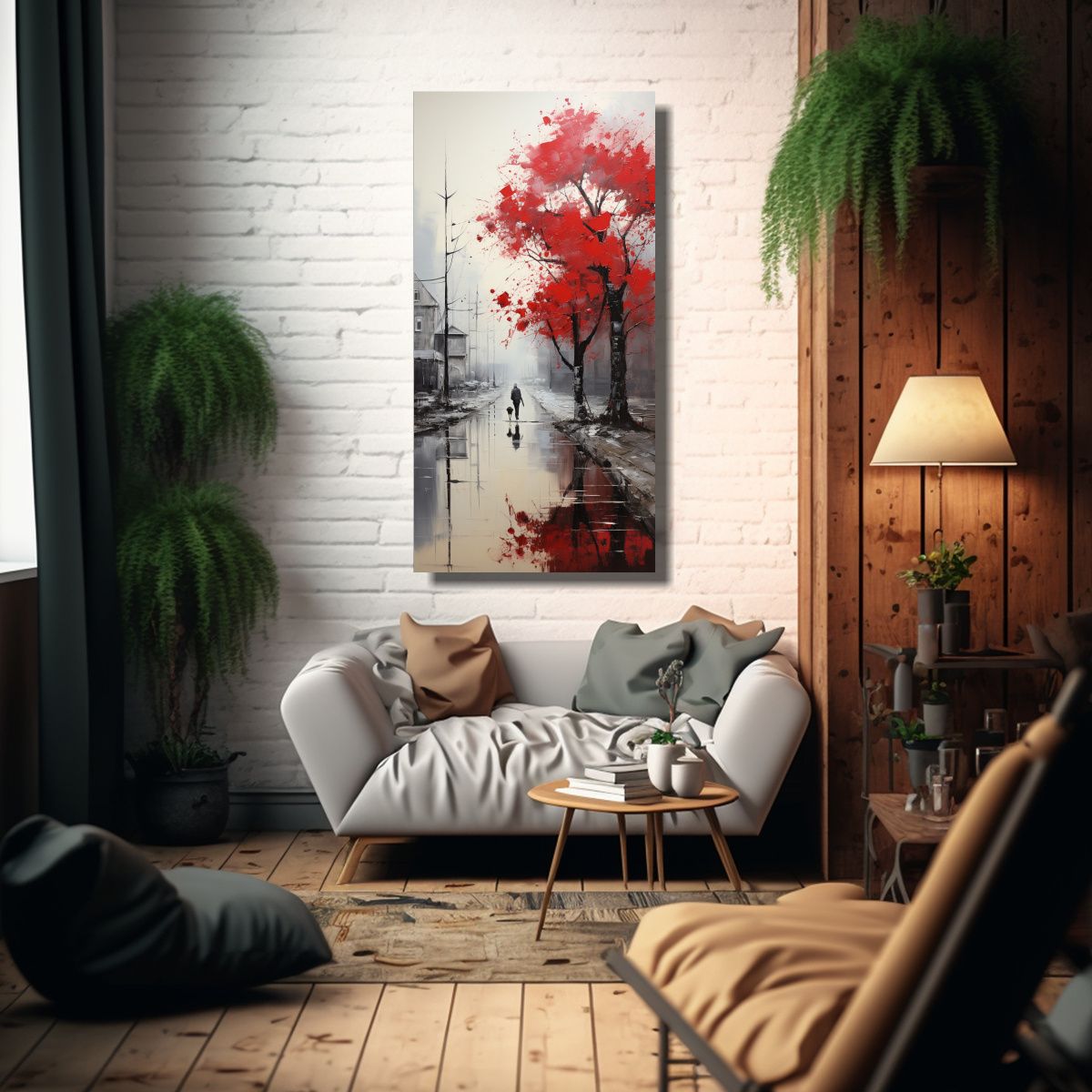 GENERICO - Pintura Abstracta De árboles Plateados Y Su 70x140 Cm