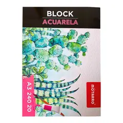 MOTARRO - Block Para Acuarela A3 Croquera 240gsm 20 Hojas
