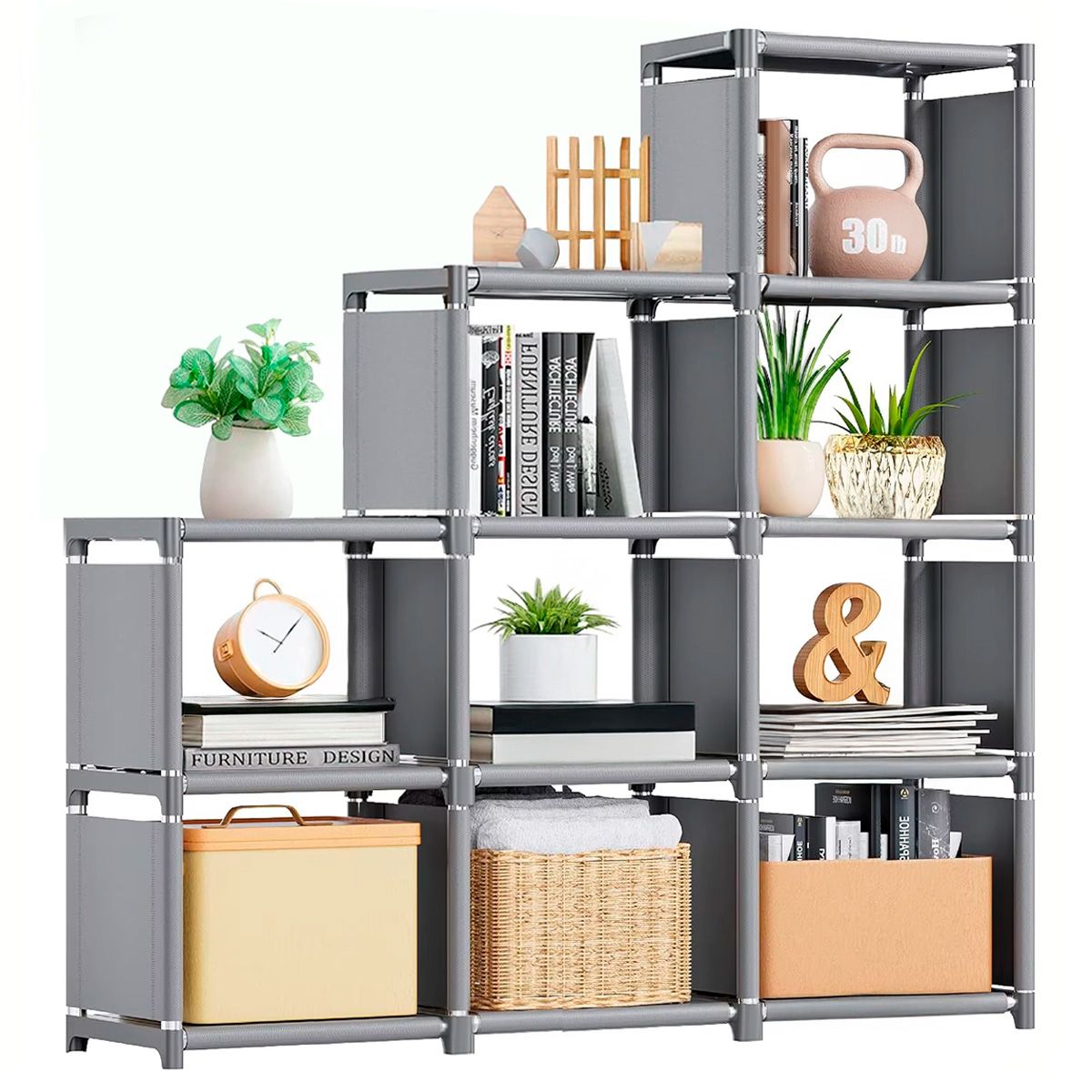 DECOTEAM - Estantería Multiuso DecoTeam 9 Compartimientos 123x27x125cm