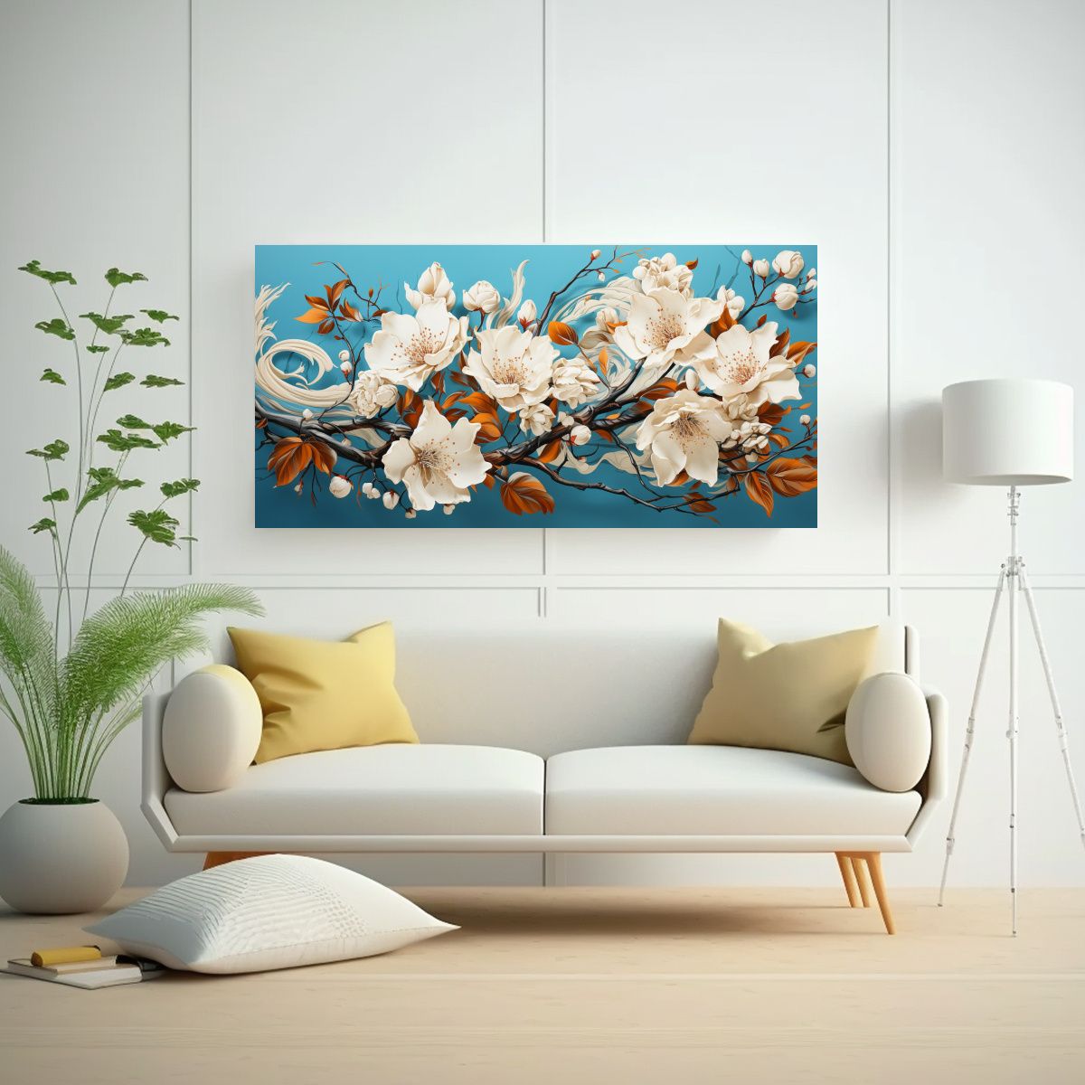 GENERICO - Cuadro Abstracto Pomegranate Tree En Blanco Y 140x70 Cm.