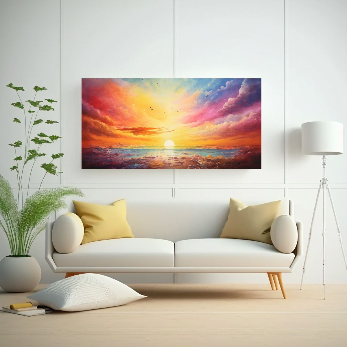 GENERICO - Pintura En Bastidor Abstracta Amaneceres Y 120x60 Cm