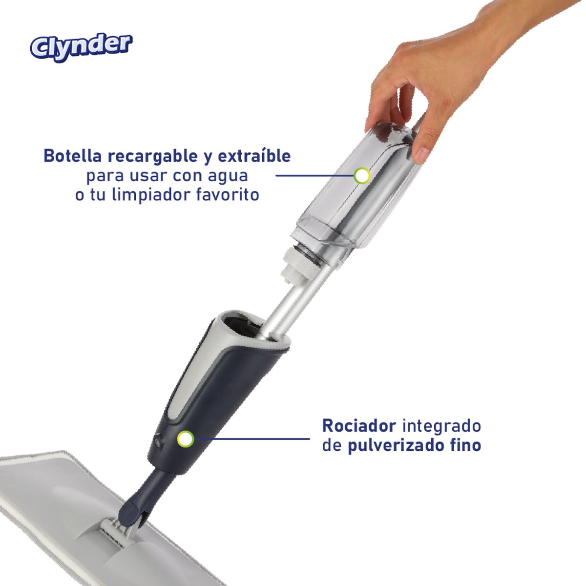 CLYNDER - Mopa Plana Trapeador Piso Spray Roceador Aspersor Clynder