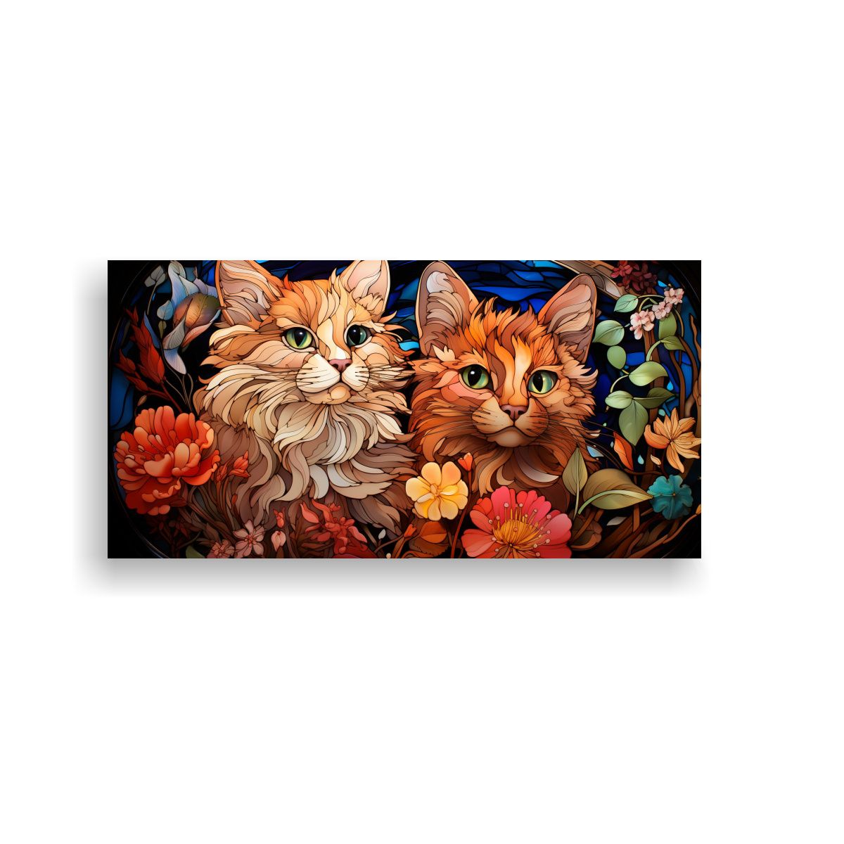 GENERICO - Cuadro Horizontal Arte Digital Gatos Multicolor 120x60 Cm