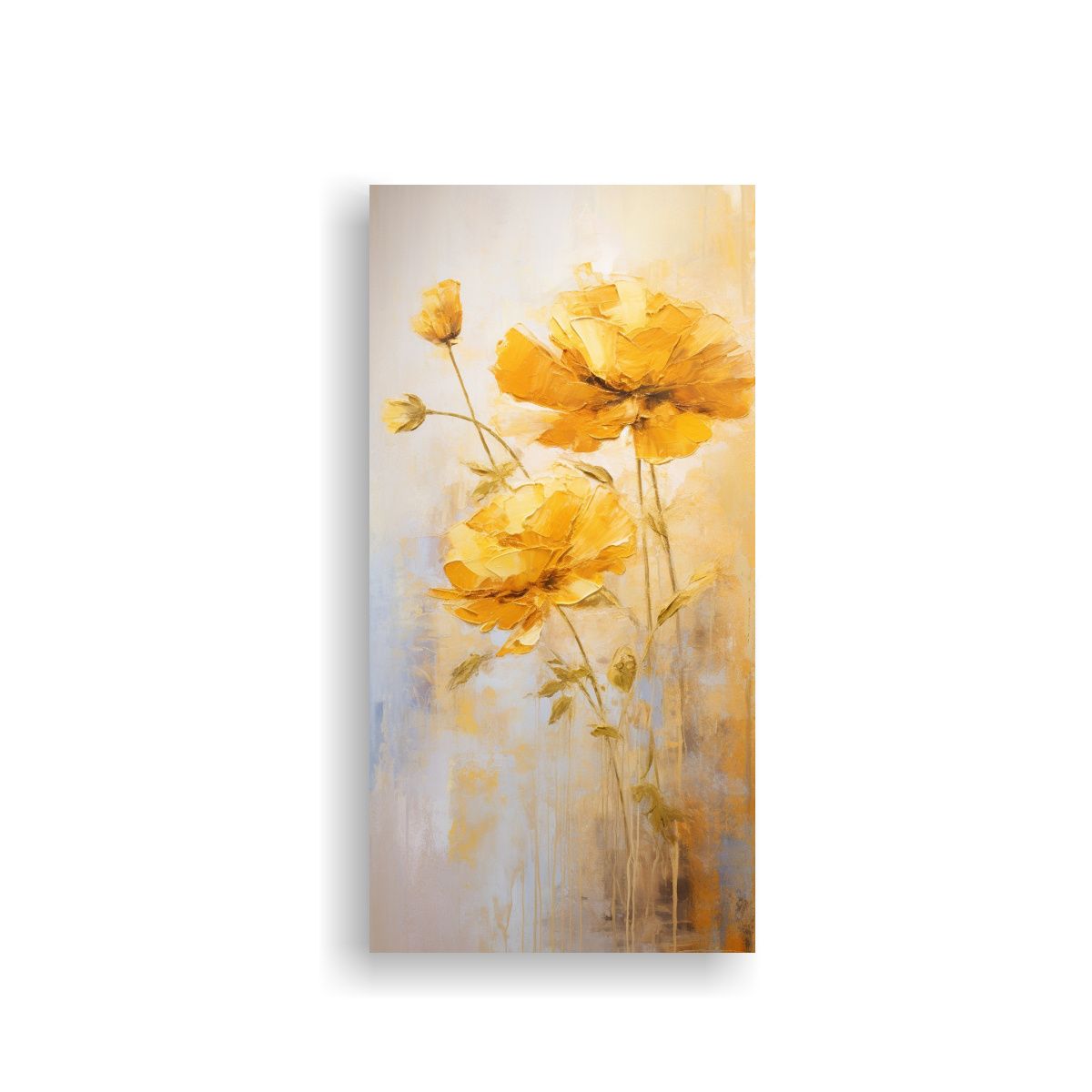 GENERICO - Cuadro Amarillo Flor Estilo Decorativo Pintura 70x140 Cm