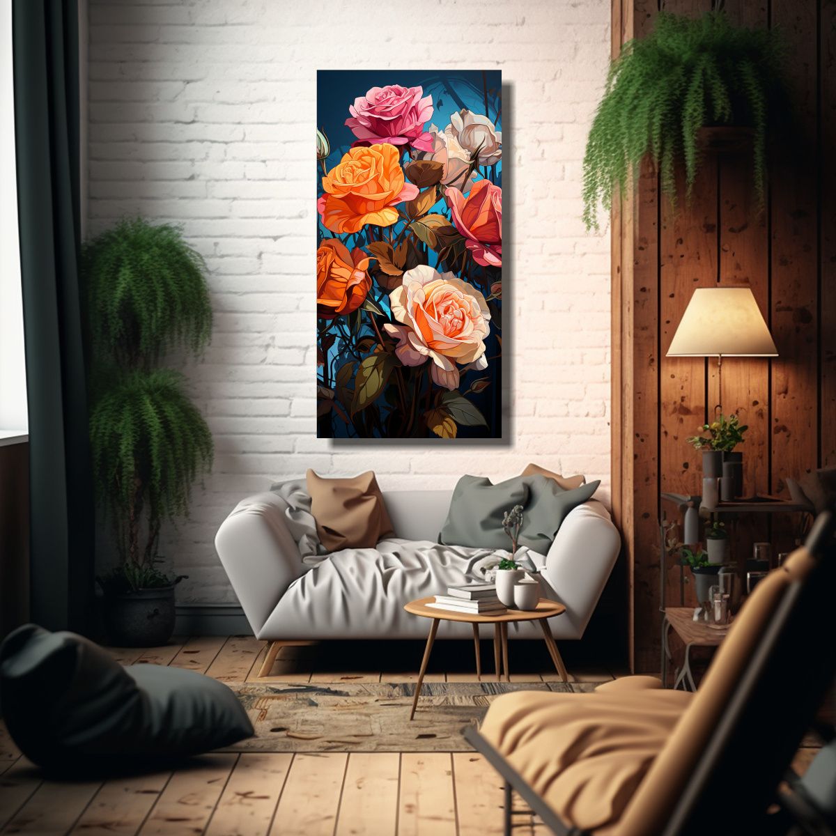 GENERICO - Cuadro Duradero Flores Rosas De Té Híbridas Pop 70x140 Cm