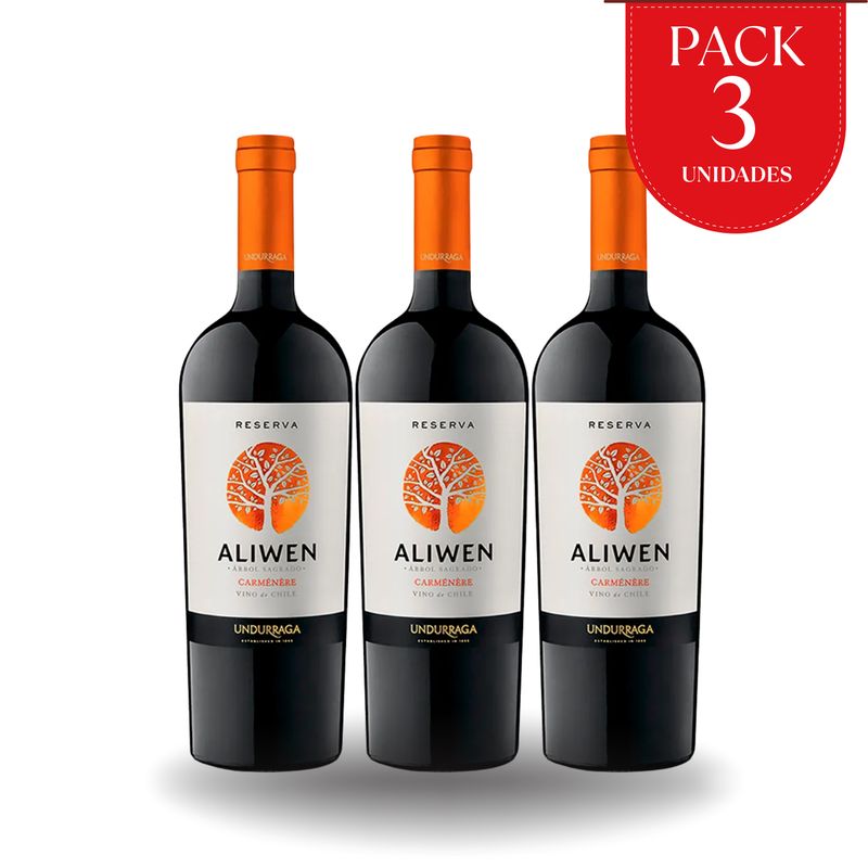 UNDURRAGA - Pack x3 Vinos Aliwen Reserva Carmenere