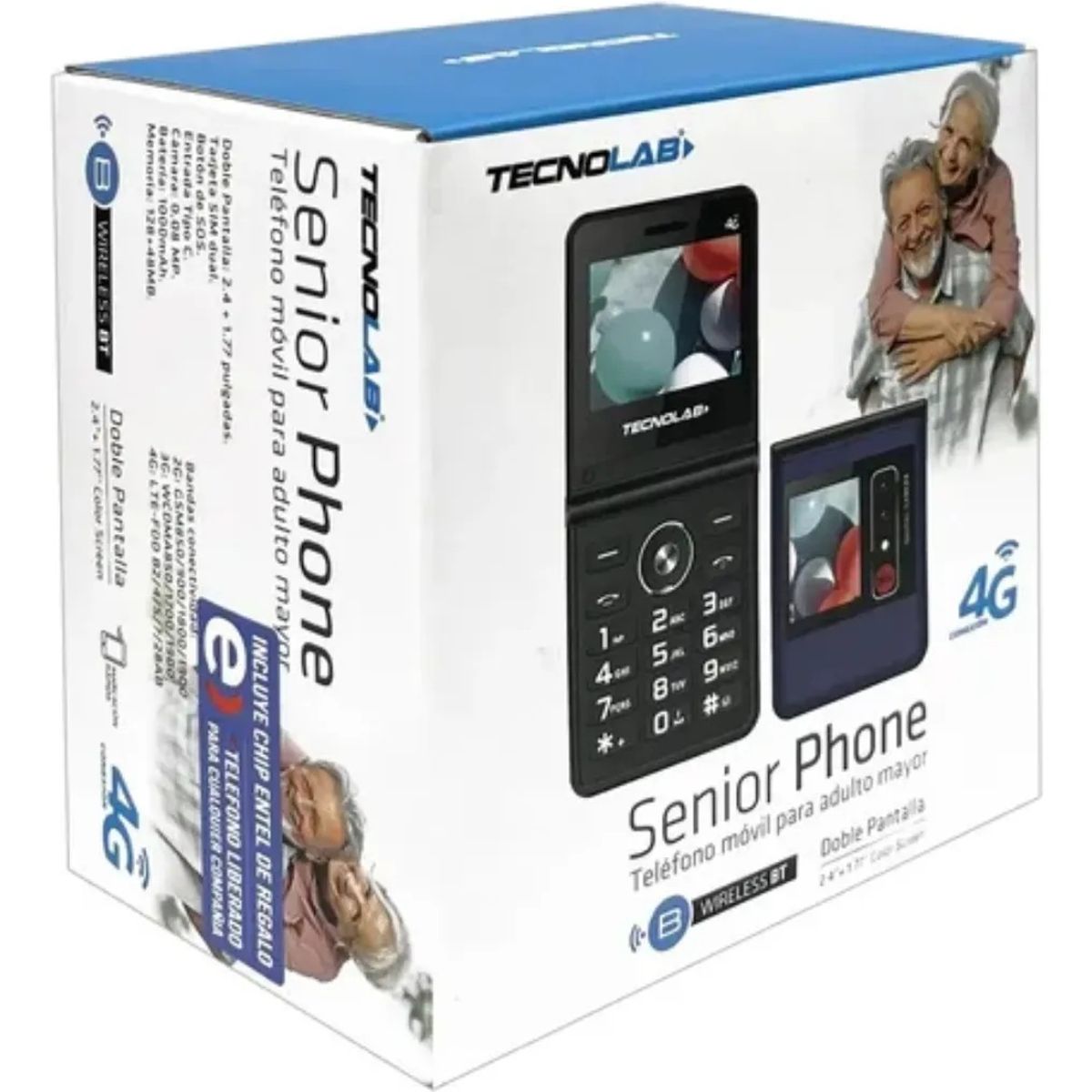 TECNOLAB - Telefono Celular Senior 4g Adulto Mayor Dual Sim