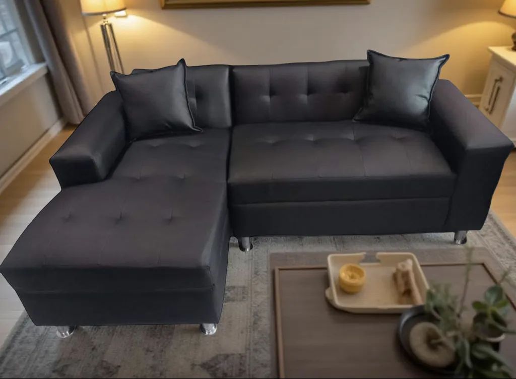 SOFA SECCIONAL MILAN IZQUIERDO NEGRO ECOCUERO