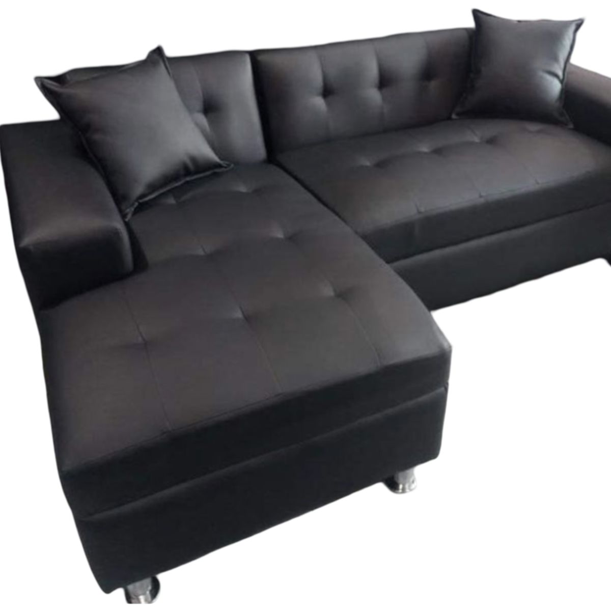 MUEBLES NEW - SECCIONAL MILAN IZQUIERDO NEGRO ECOCUERO.