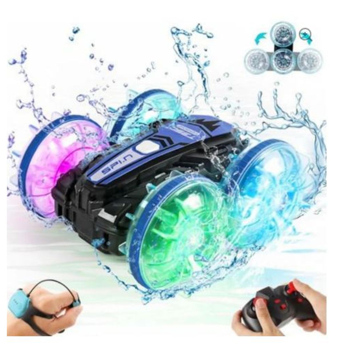 GENERICO - Auto RC Anfibio 2 en 1 con Control de Gestos y Luces LED