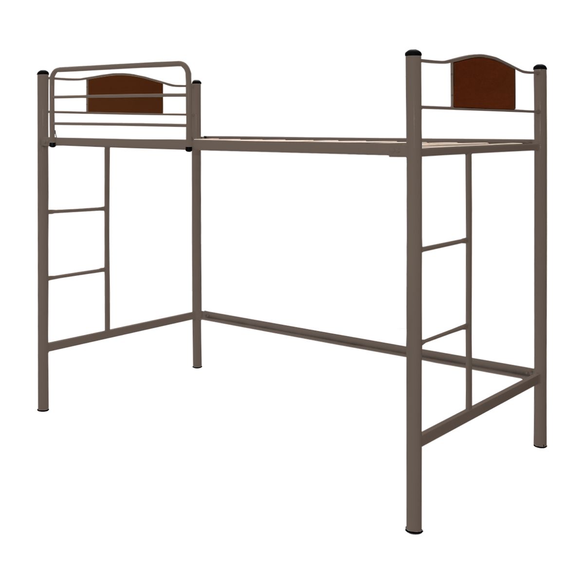 FUTONES Y MUEBLES - Cama Alta Child 1 Plaza Metálica Castaño