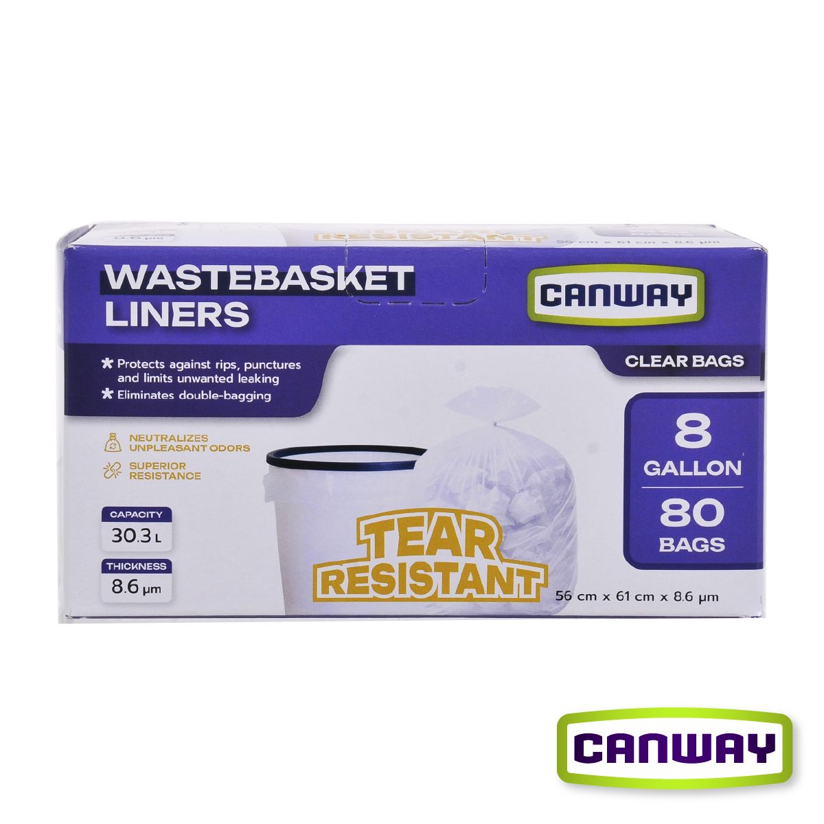 CANWAY - Bolsas Basura Papelero Pequeña  56 x 61 cm Canway 80 un Kiosclub