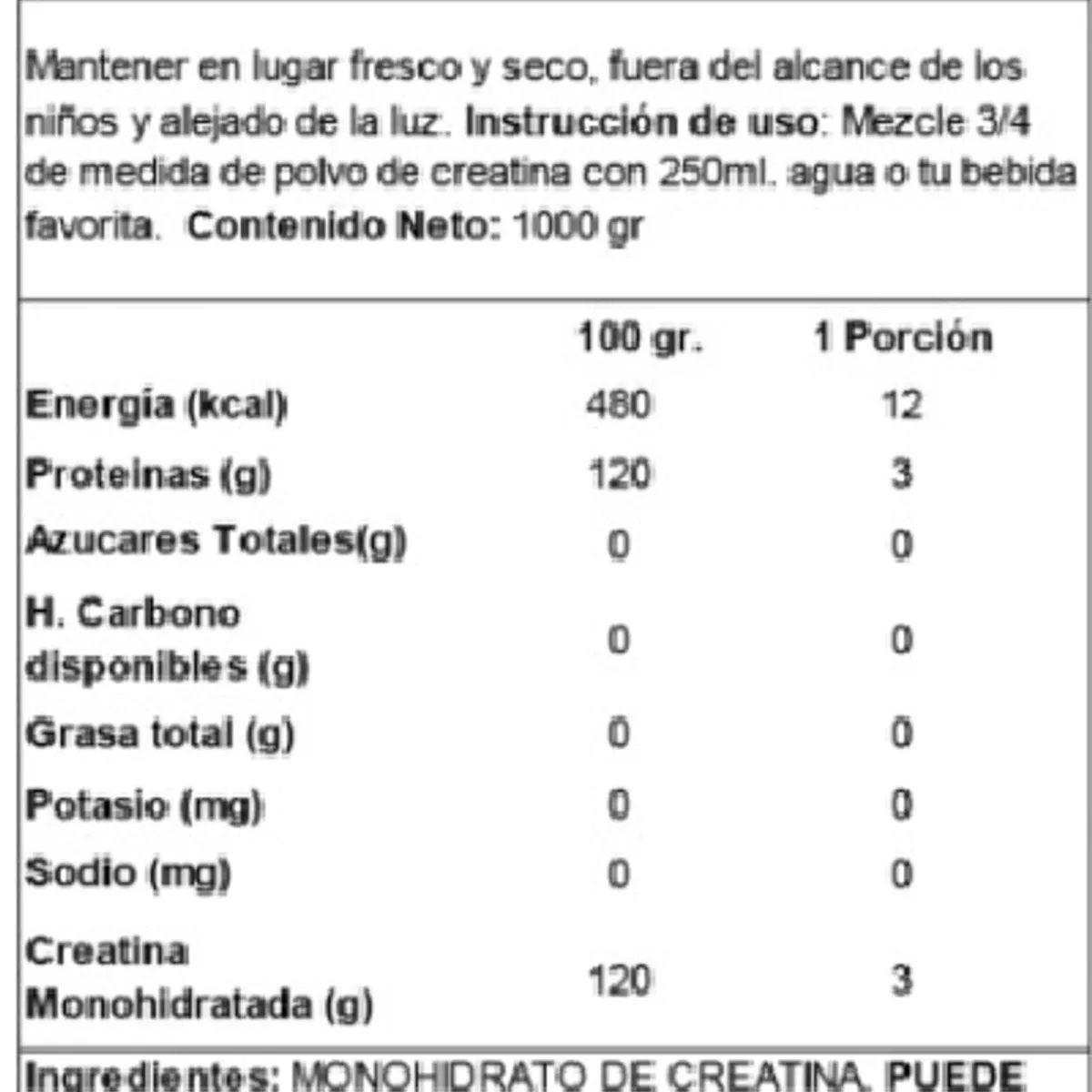 OSTROVIT - Creatina Monohidratada 1 Kg Sin sabor- OstroVit