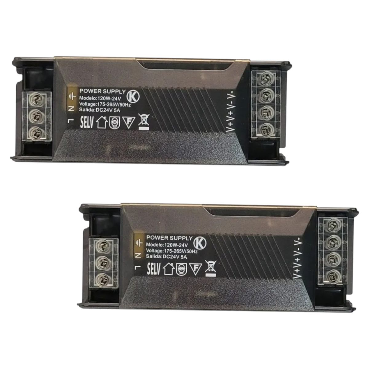 GENERICO - 2 Fuentes de Poder 24V 5A 120W HQ Compacta