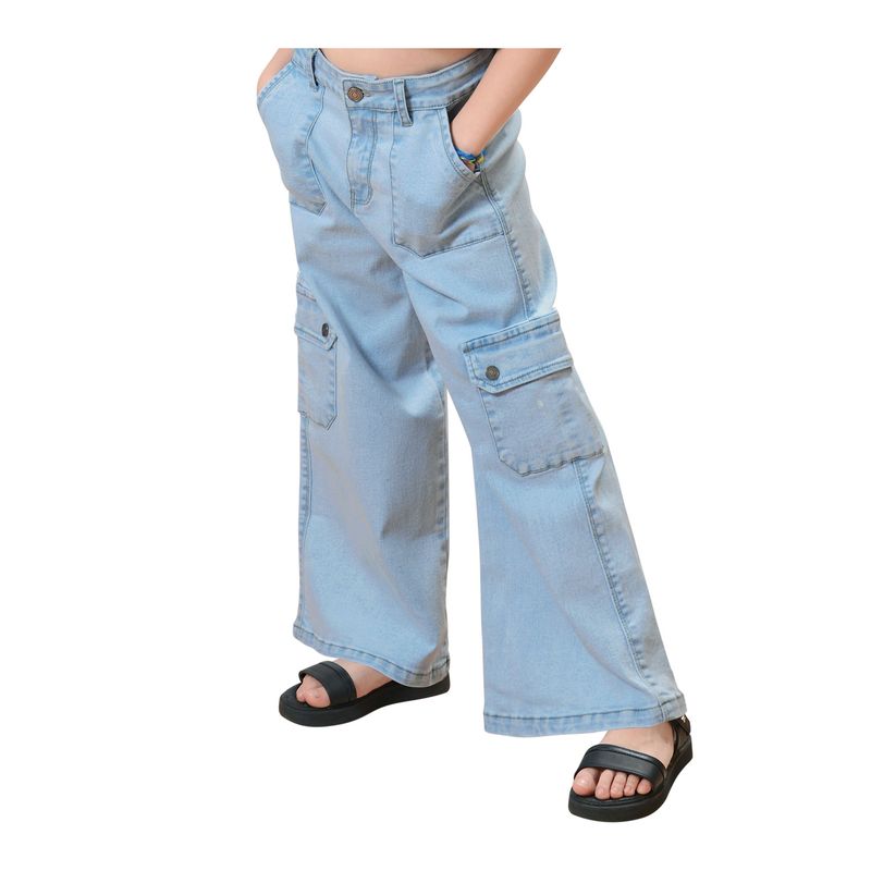 EXCEPTION - Jeans Mezclilla Palazzo Cargo Niña Exception