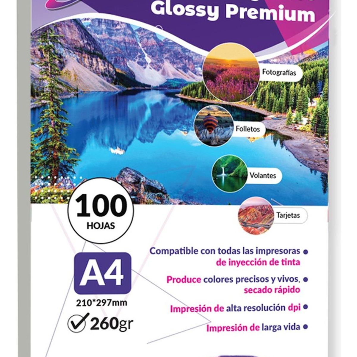 CURSOR - Papel Fotográfico A4 260 Gramos Pack 100 Hojas