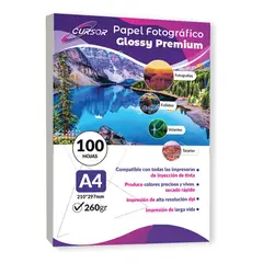 CURSOR - Papel Fotográfico A4 260 Gramos Pack 100 Hojas