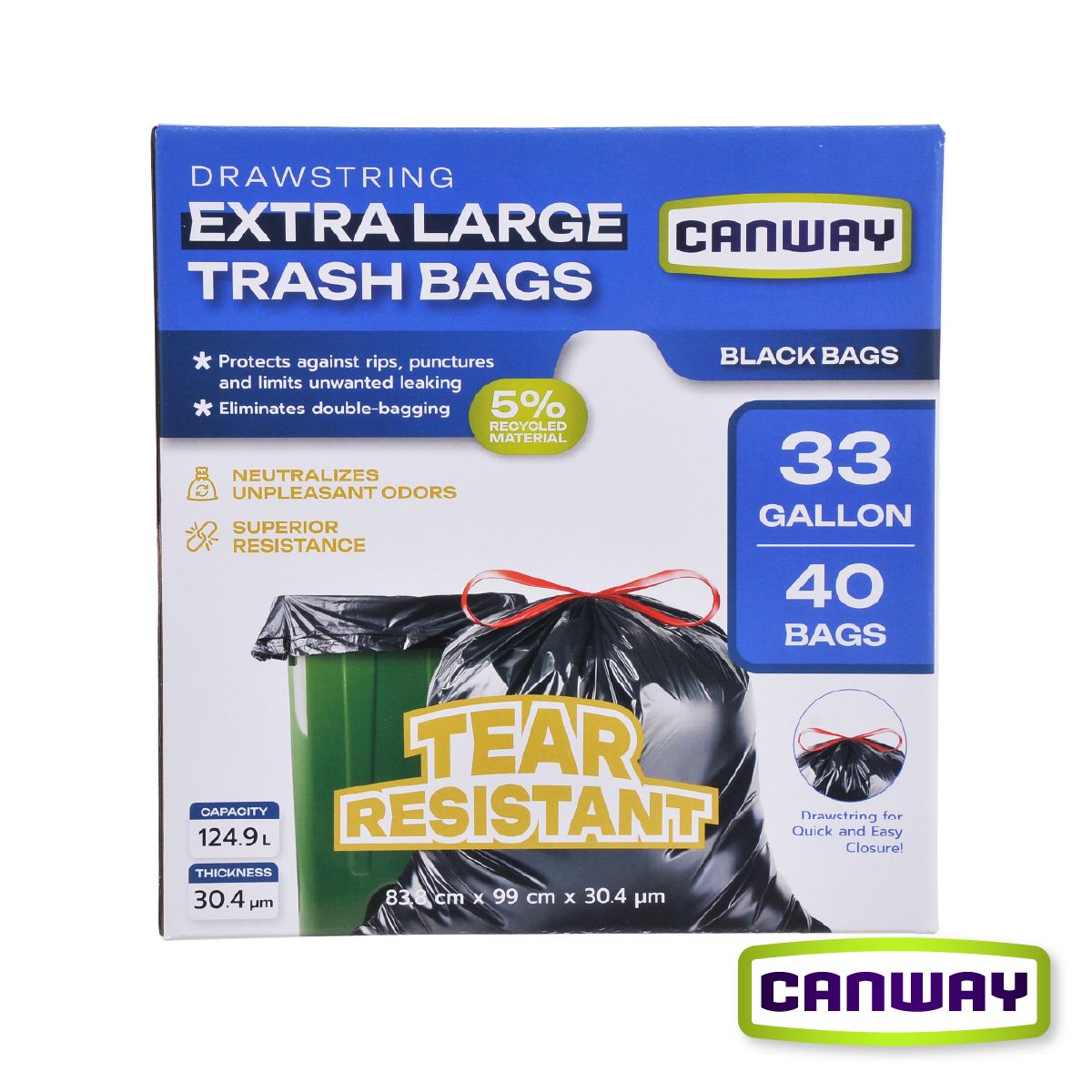 CANWAY - Bolsas Basura Residuos Grande 84 x 99 cm Canway 40 un