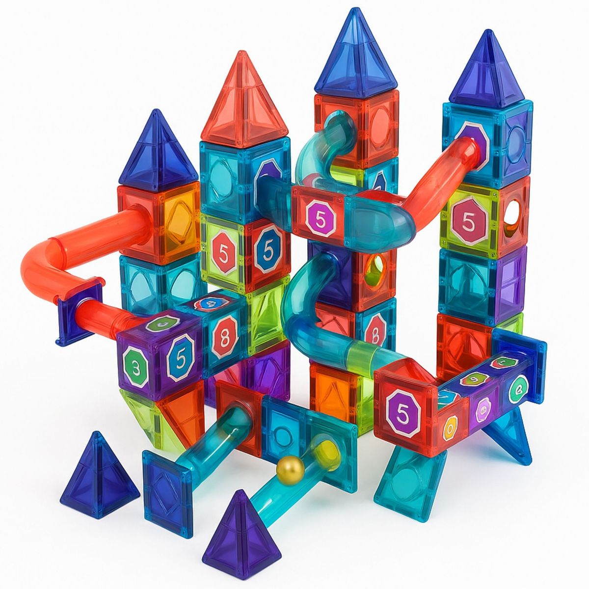 GENERICO - Bloques Magnéticos Pista de Canicas DIY 130 Piezas STEM