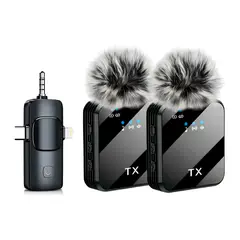 GENERICO - Pack Microfonos Inalambrico 3 En 1 Solapa Para Iphone Android Computador