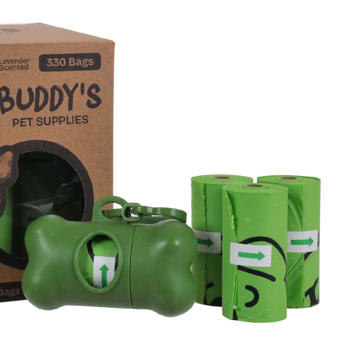 BUDDY'S PET SUPPLIES - Bolsas Desechos Perro Compostables con Dispensador 330 un