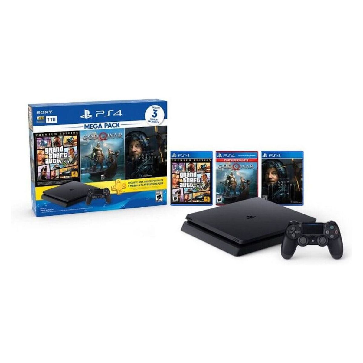SONY - PS4 Slim 1TB  Pack 3  Juegos  3 meses Ps Plus