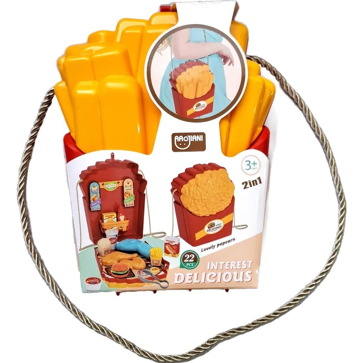 GENERICO - Set Comida Rápida Infantil 21 en 1 Juguete Portátil Papas y Cabrita