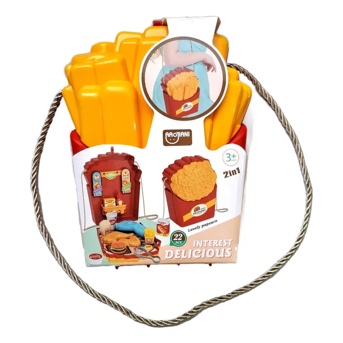 GENERICO - Set Comida Rápida Infantil 21 en 1 Juguete Portátil Papas y Cabrita