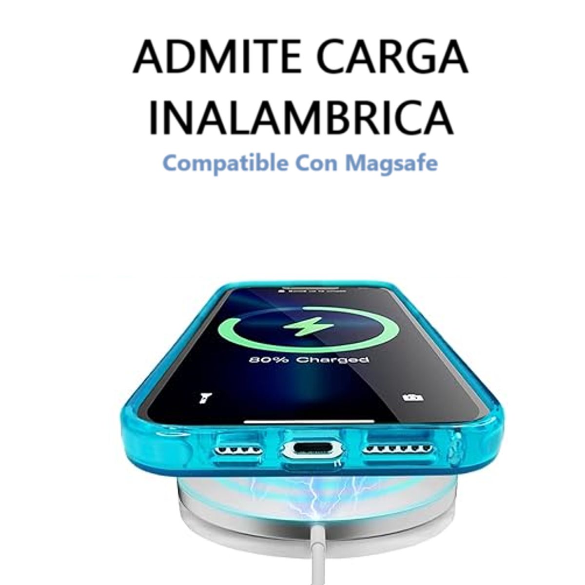 GENERICO - Carcasa MagSafe Neon Con Lentes Para iPhone 16 Pro Max Azul