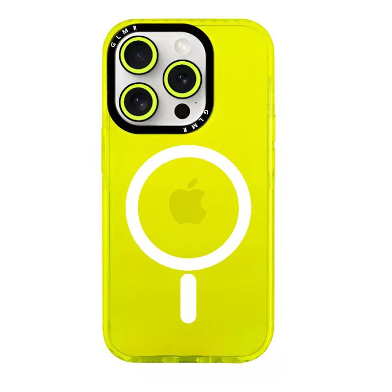 GENERICO - Carcasa MagSafe Neon Con Lentes Para iPhone 16 Pro Max Amarillo