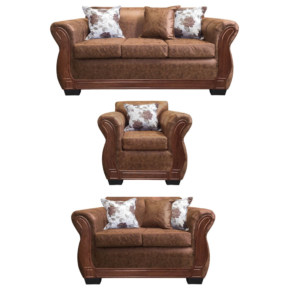 AMERICA DECORA - Living Con Resorte Estructural 6 Personas 3+2+1 Lisbon Envejecido Terracota X