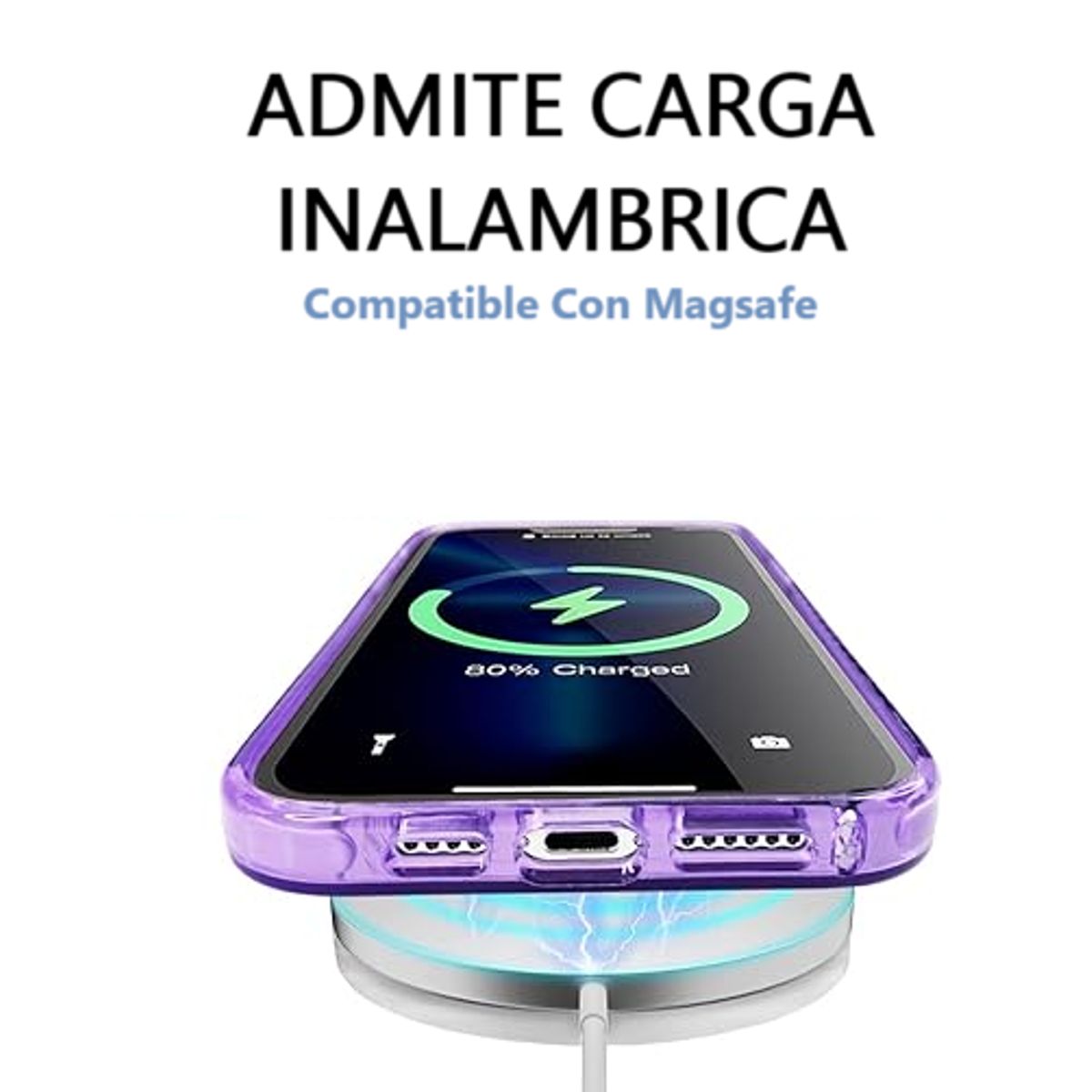 GENERICO - Carcasa MagSafe Neon Con Lentes Para iPhone 16 Pro Max Purpura