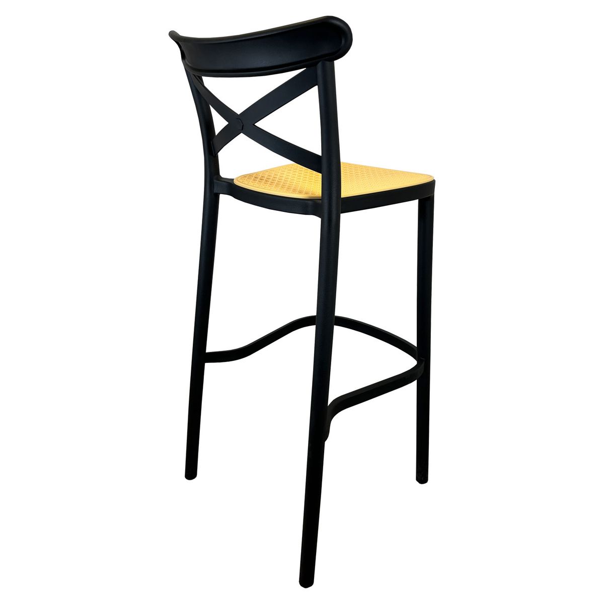 ALAIA HOME - Taburete Bar Crossback Negra Asiento Beige