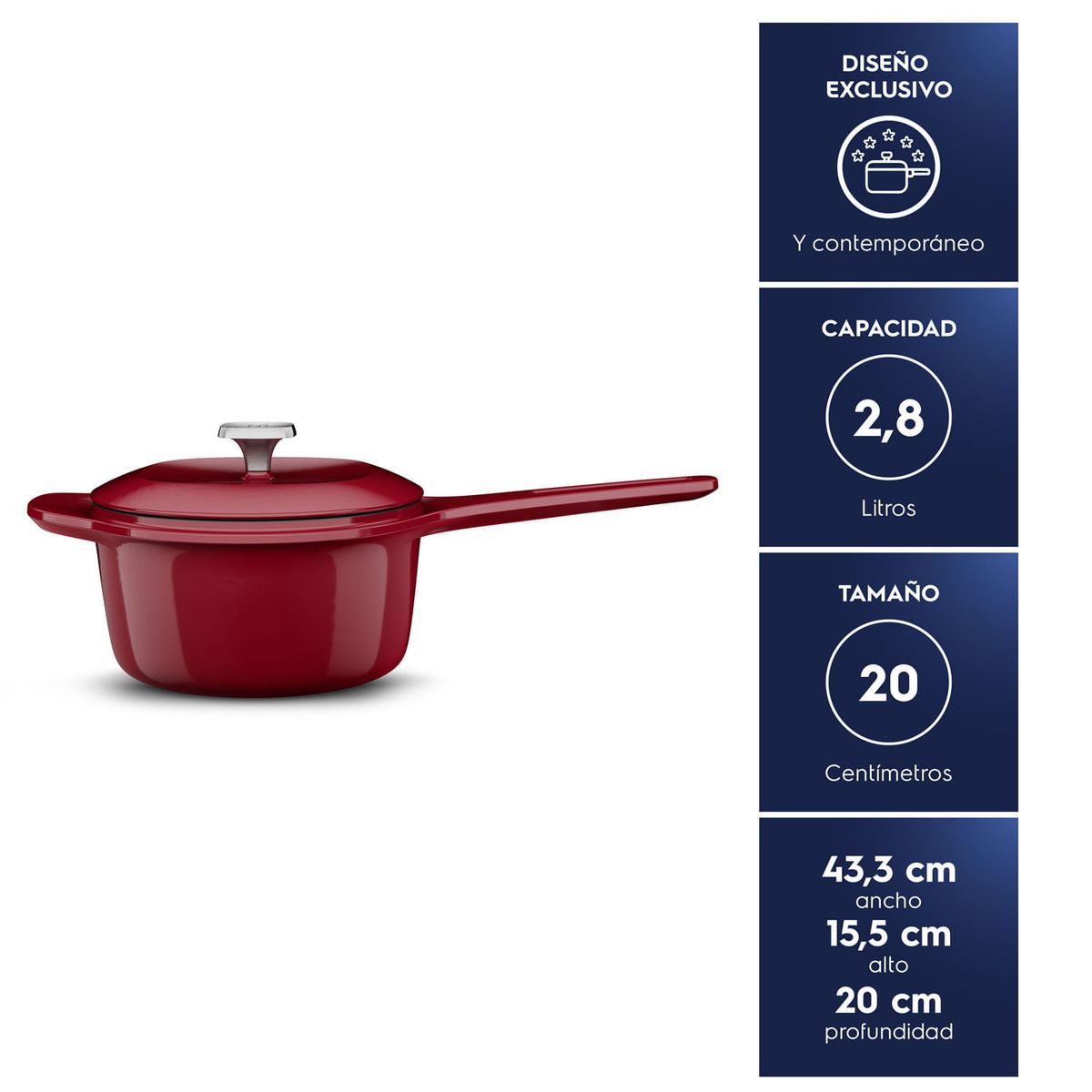 ELECTROLUX - Olla Cacerola de Hierro Fundido Esmaltado Electrolux Expert 20 cm 