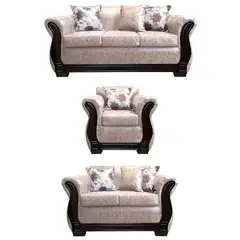 AMERICA DECORA - Living Con Resorte Estructural 6 Personas 3+2+1 Lisbon Envejecido Beige