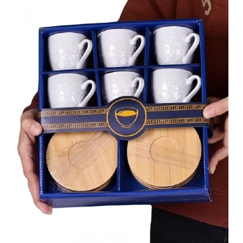 CAP DOR - Juego Tazas Café Plato Madera