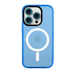 GENERICO - Carcasa MagSafe Neon Con Lentes Para iPhone 16 Pro / Azul