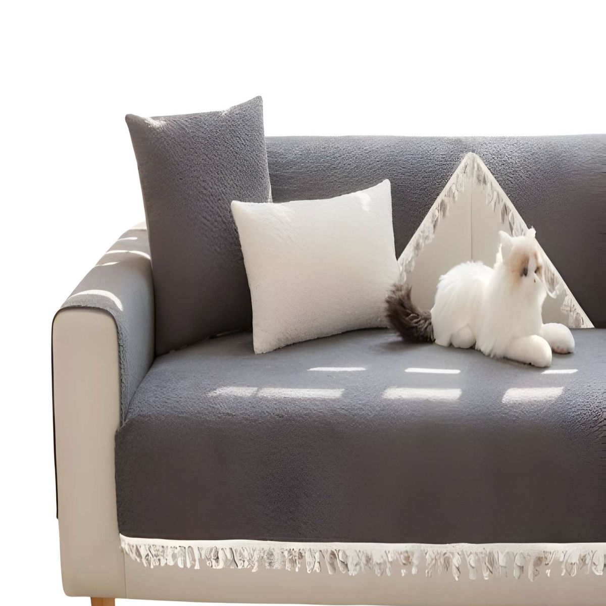 GENERICO - PACK DE 5 FUNDAS DE SILLON CON FLECOS COLOR GRIS