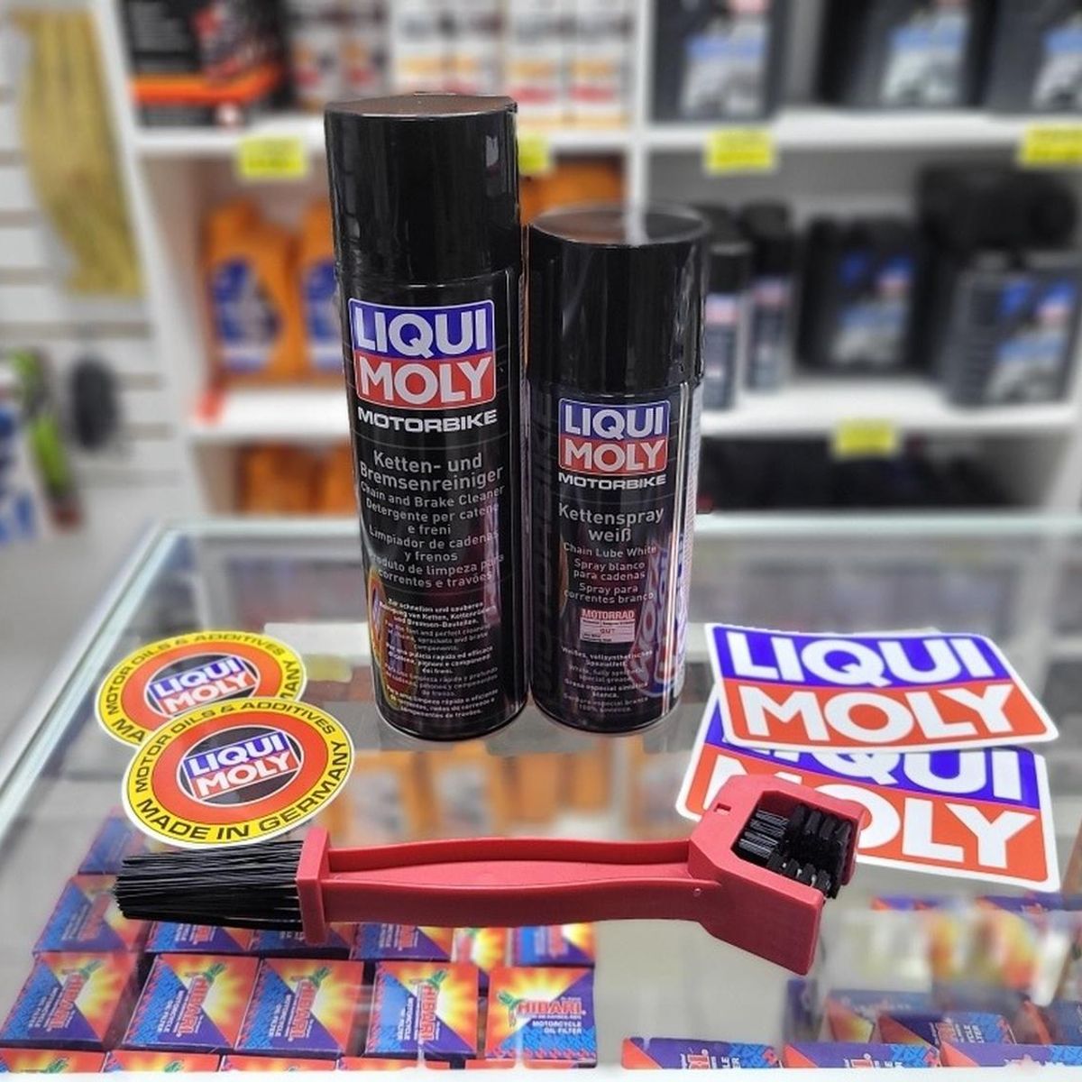 LIQUI MOLY - Kit Lubricante + Cepillo + Limpiador Cadena Motos Liqui Moly
